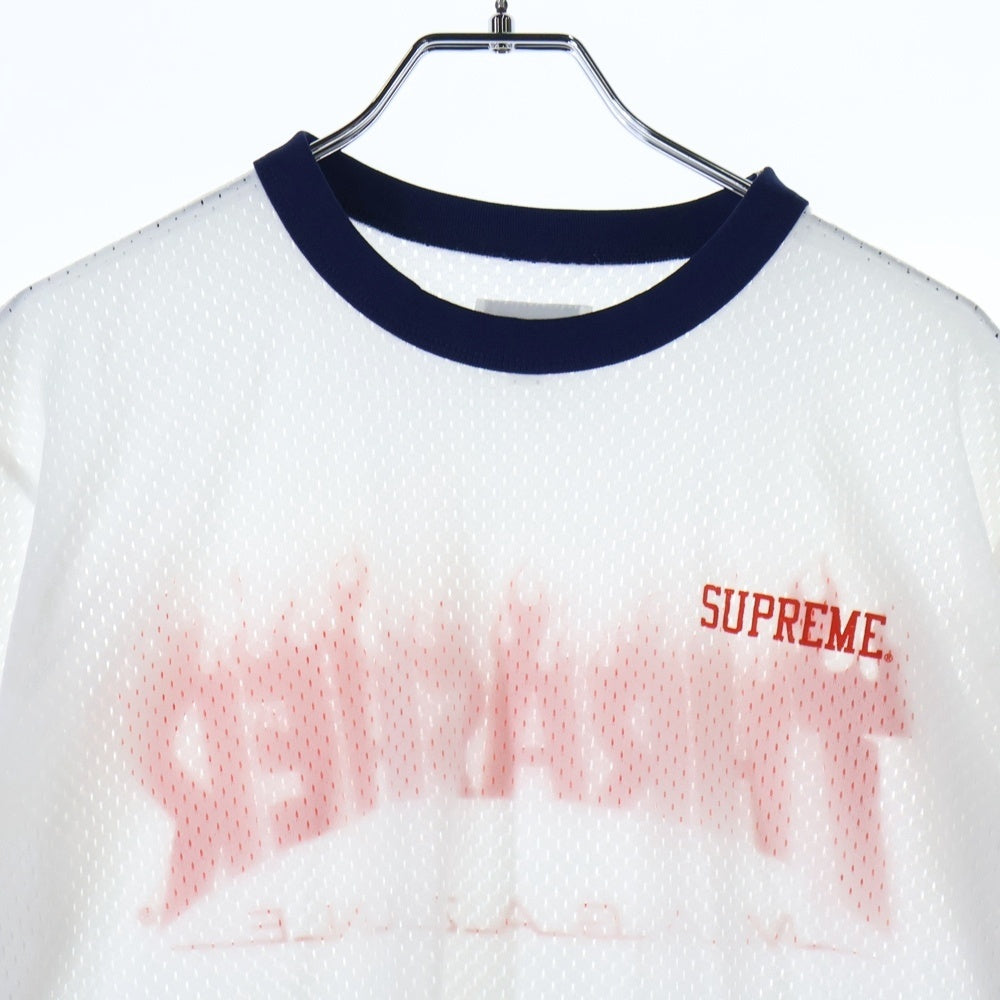 SUPREME(シュプリーム) 15SS ×THRASHER Mesh Crewneck スラッシャー メッシュ クルーネック ロゴプリント 半袖リンガーTシャツ カットソー ホワイト