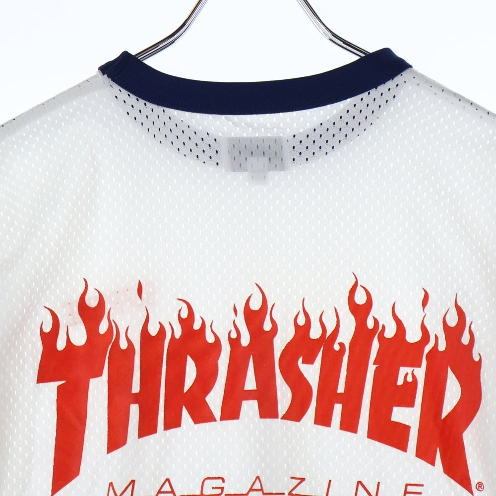 SUPREME(シュプリーム) 15SS ×THRASHER Mesh Crewneck スラッシャー メッシュ クルーネック ロゴプリント 半袖リンガーTシャツ カットソー ホワイト