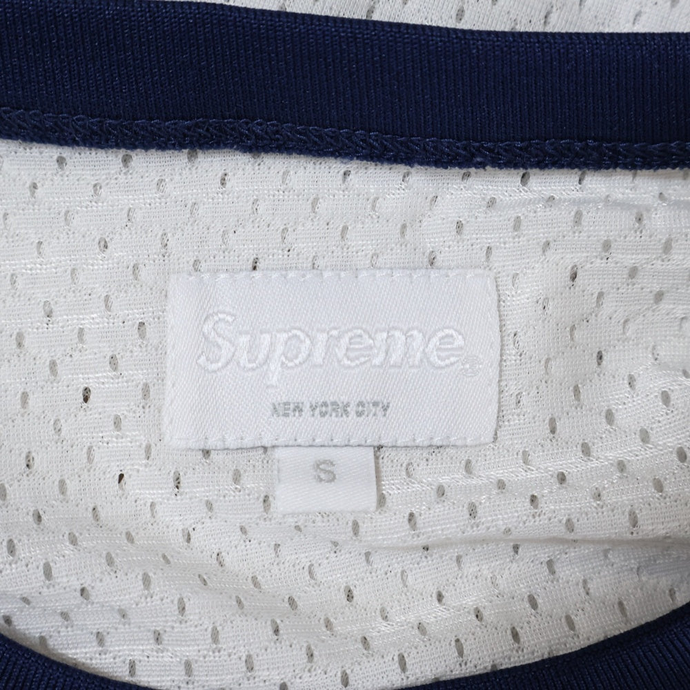 SUPREME(シュプリーム) 15SS ×THRASHER Mesh Crewneck スラッシャー メッシュ クルーネック ロゴプリント 半袖リンガーTシャツ カットソー ホワイト