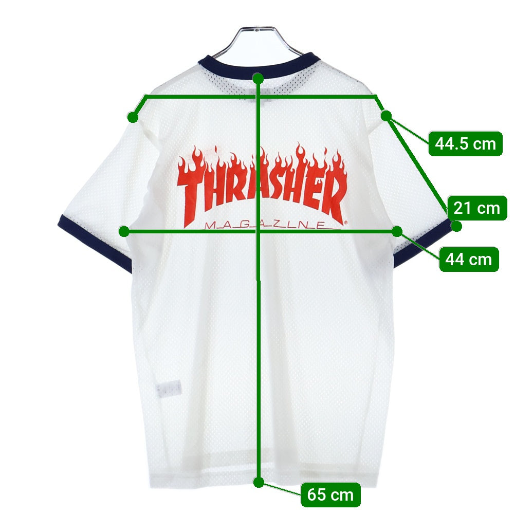 SUPREME(シュプリーム) 15SS ×THRASHER Mesh Crewneck スラッシャー メッシュ クルーネック ロゴプリント 半袖リンガーTシャツ カットソー ホワイト