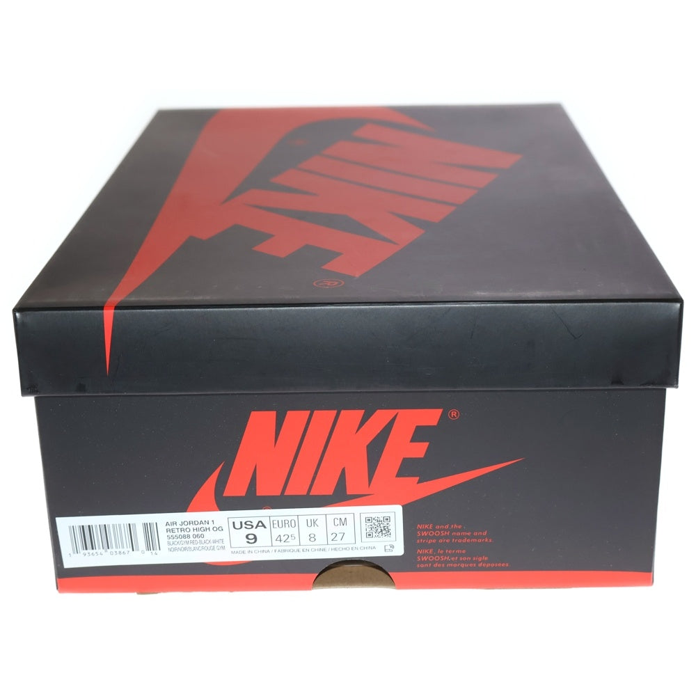 NIKE(ナイキ) AIR JORDAN 1 RETRO HIGH OG BLACK GYM RED エアジョーダン1 レトロ ハイカットスニーカー ブラック US9/27cm 555088-060