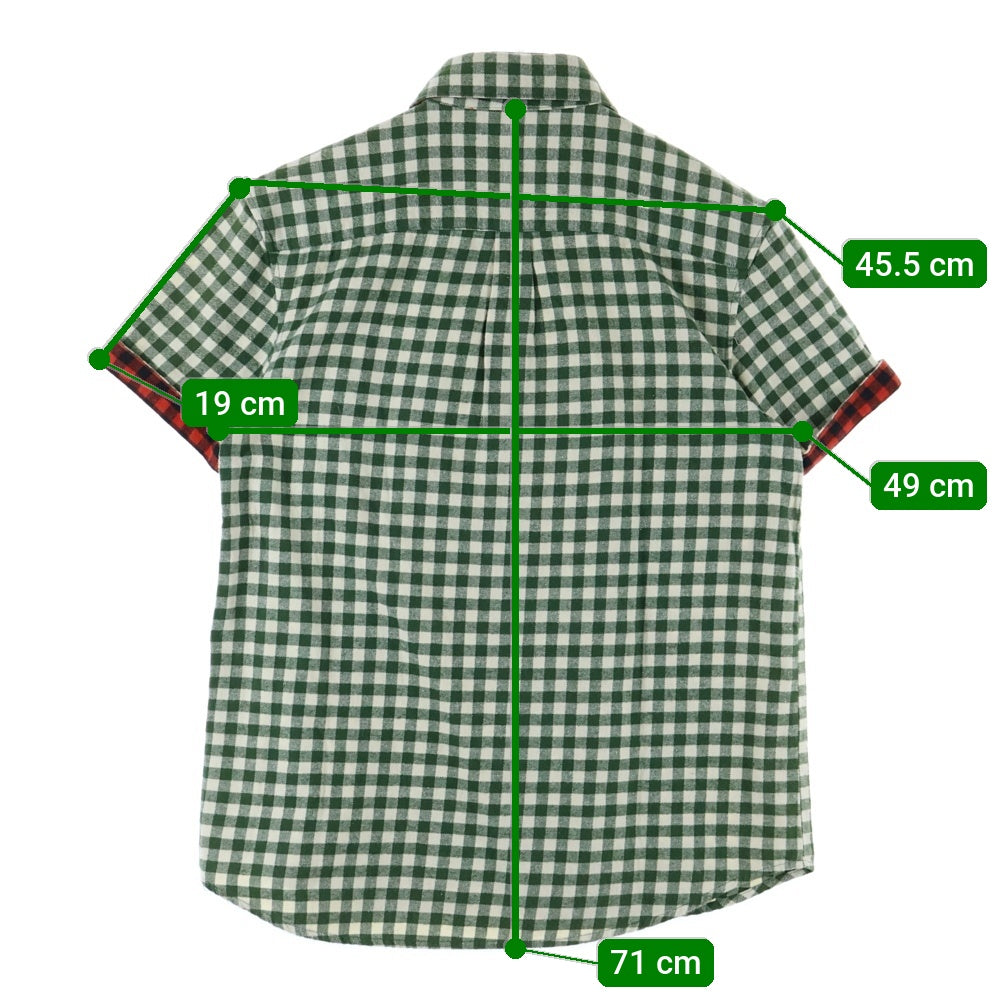 STUSSY(ステューシー) チェック フランネル 半袖シャツ グリーン/レッド