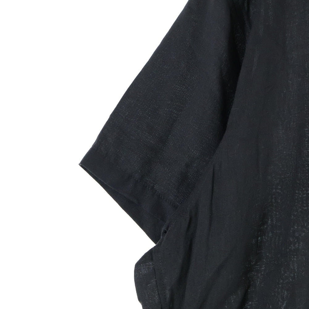 Y's(ワイズ) アシンメトリーデザイン レーヨンリネン ロング 半袖シャツ ブラック レディース YP-B18-202