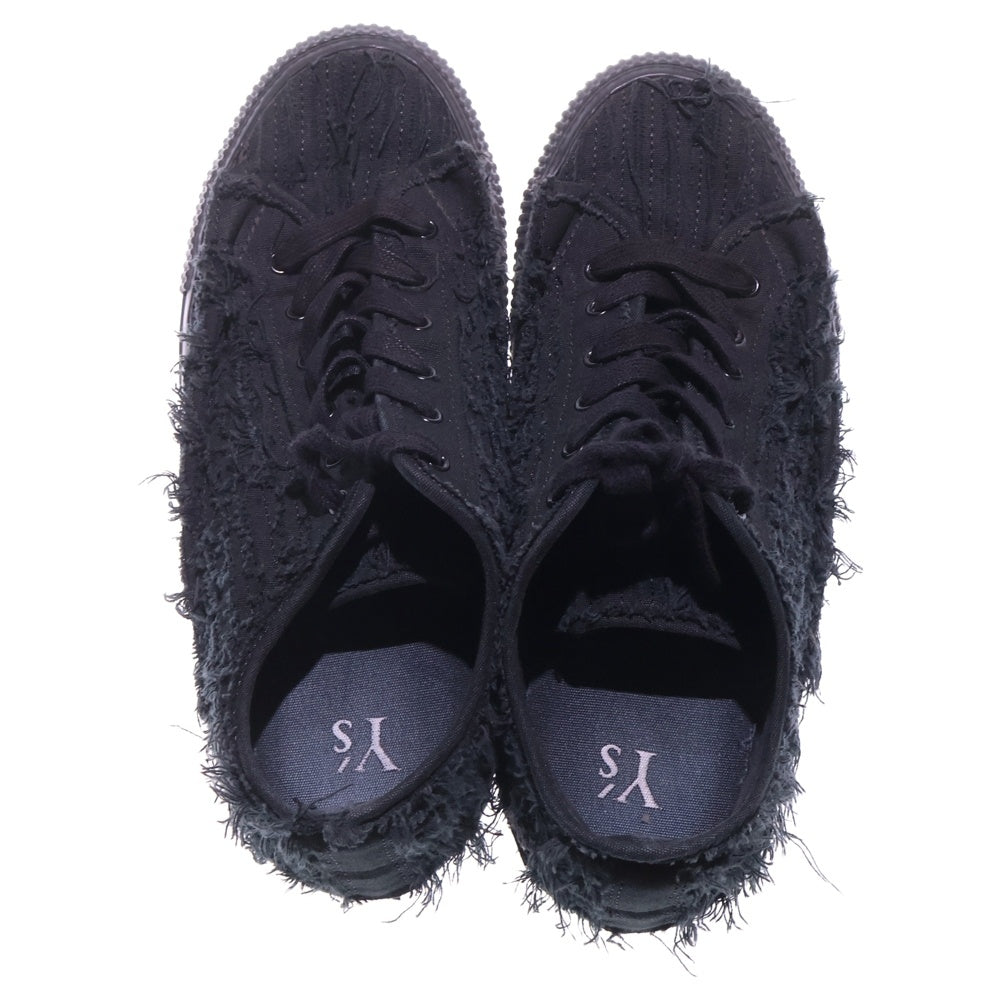 Y's(ワイズ) CUTTINGS CANVAS SNEAKER カッティングキャンバス ローカットスニーカー ブラック レディース