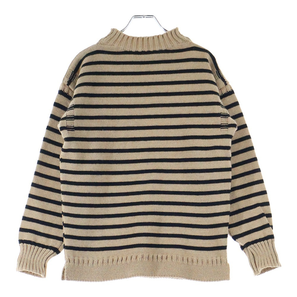 GUERNSEY WOOLLENS(ガンジーウーレンズ) UK製 ボーダー ウールニット セーター ベージュ/ブラック