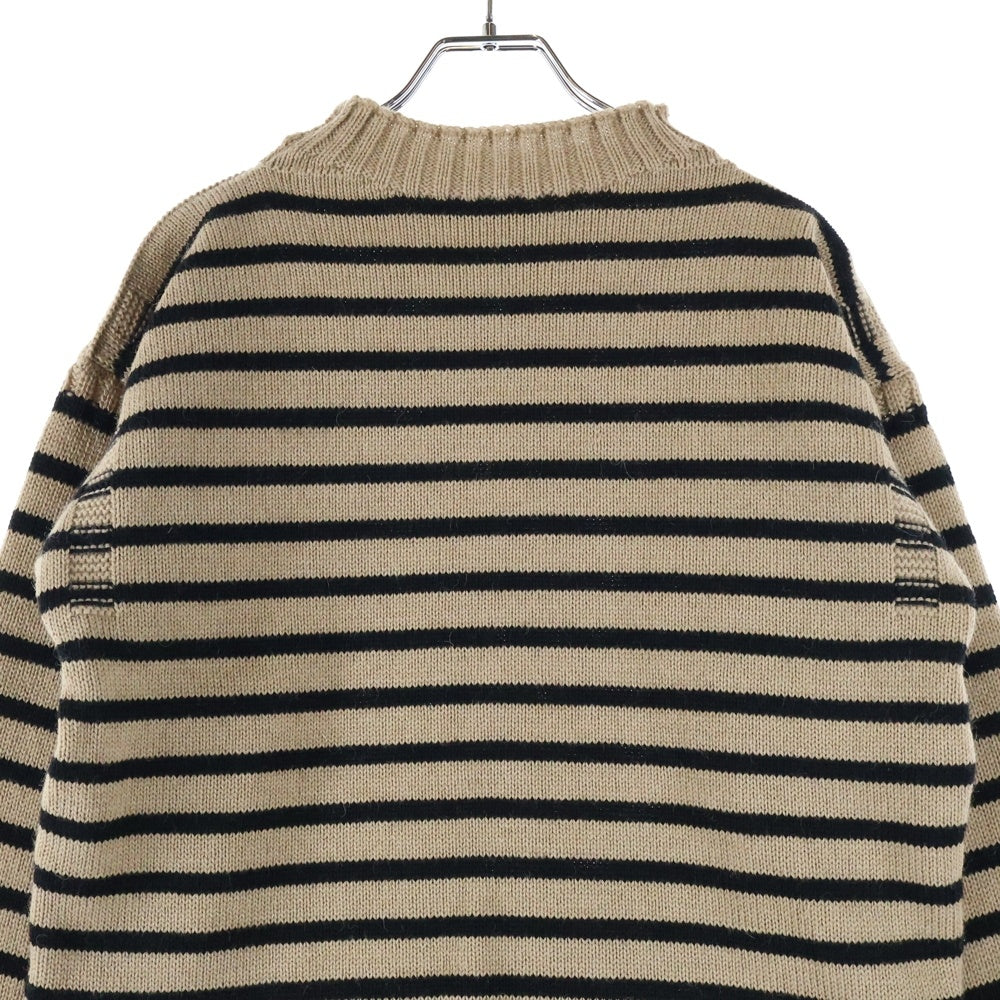 GUERNSEY WOOLLENS(ガンジーウーレンズ) UK製 ボーダー ウールニット セーター ベージュ/ブラック
