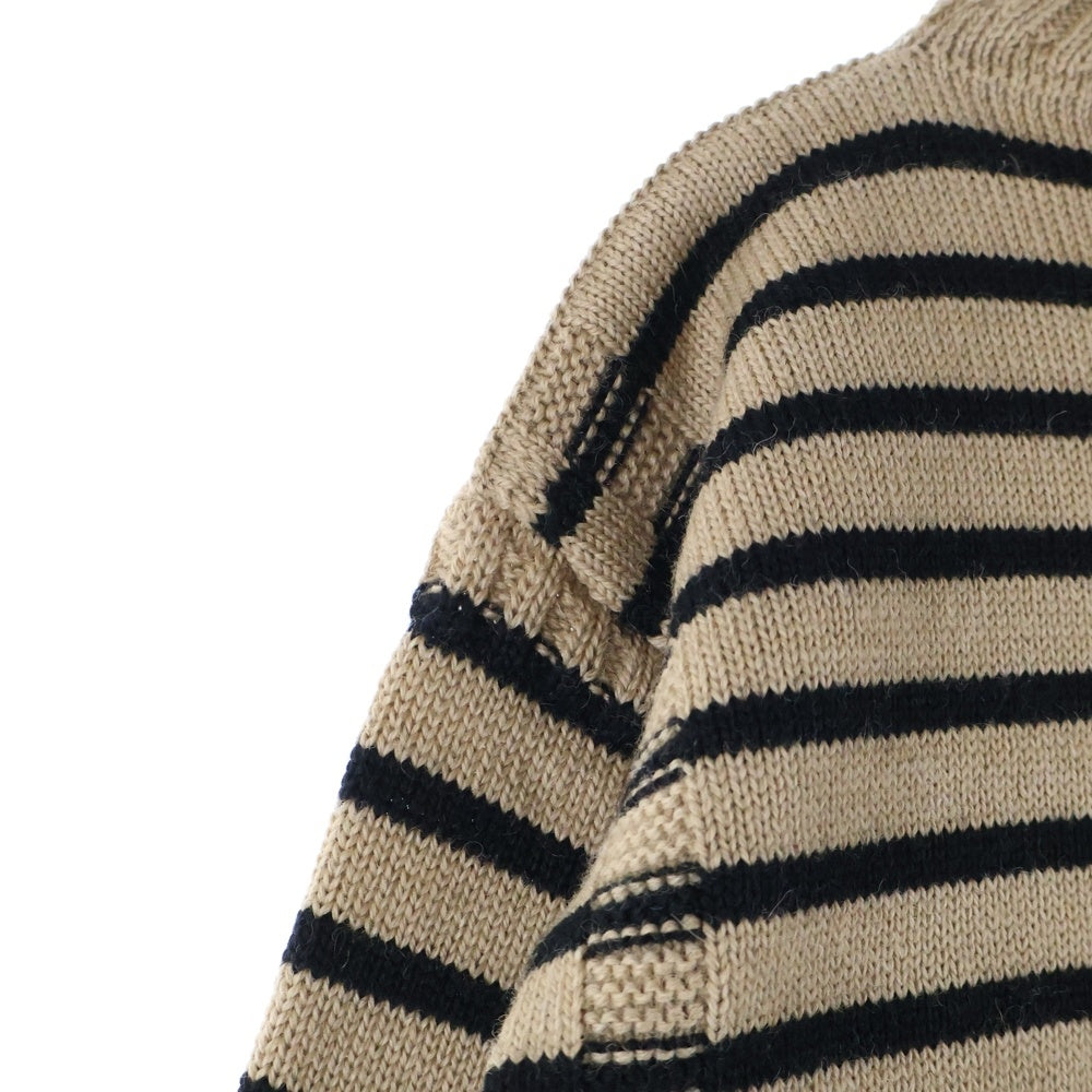 GUERNSEY WOOLLENS(ガンジーウーレンズ) UK製 ボーダー ウールニット セーター ベージュ/ブラック