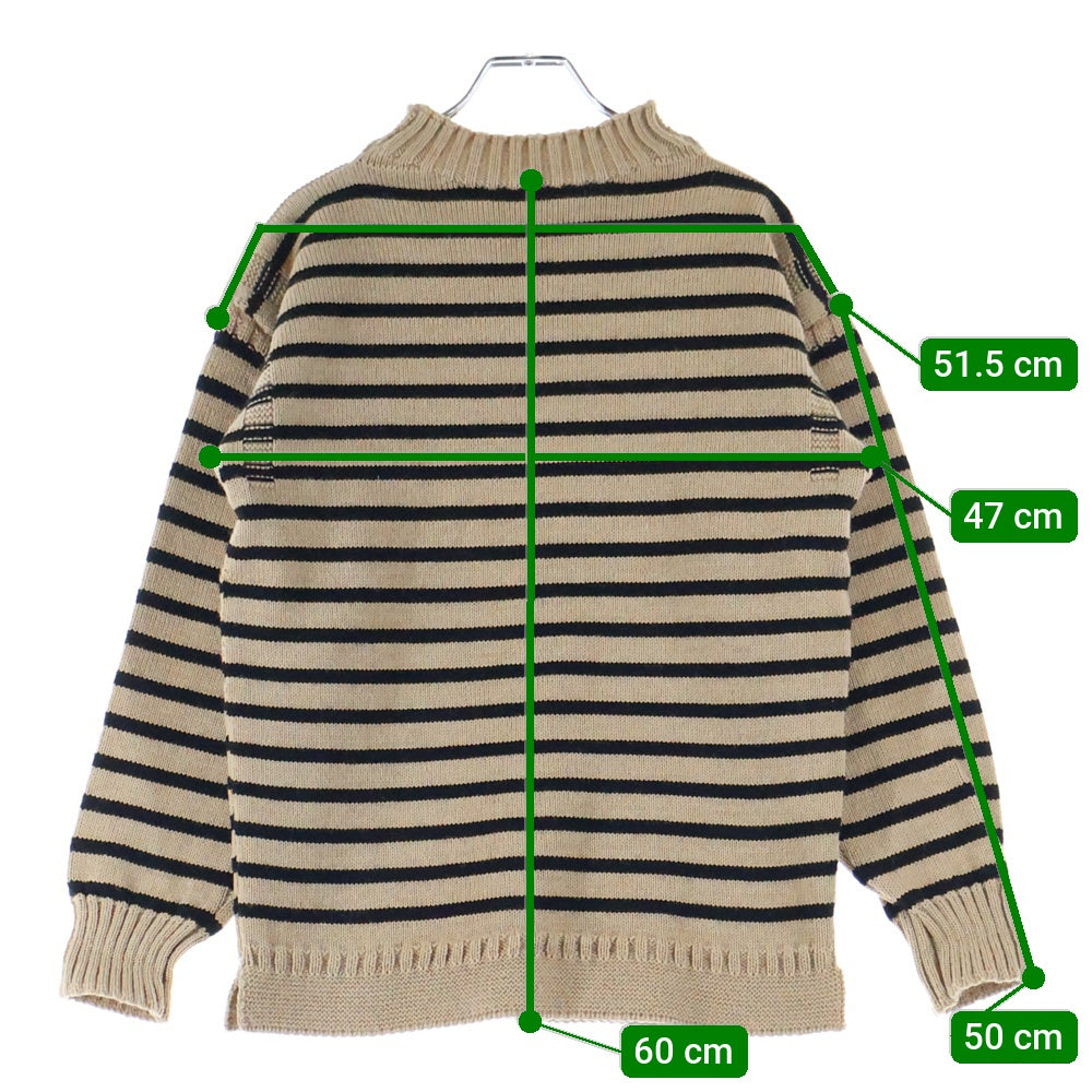 GUERNSEY WOOLLENS(ガンジーウーレンズ) UK製 ボーダー ウールニット セーター ベージュ/ブラック