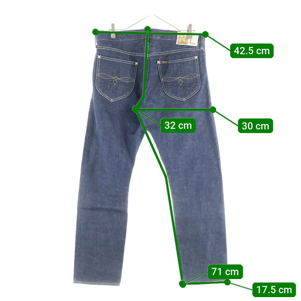RRL(ダブルアールエル) R174RE55 RANCH SLIM USA製 ハラコパッチ ジップフライ デニム ストレートパンツ インディゴ 782685679001