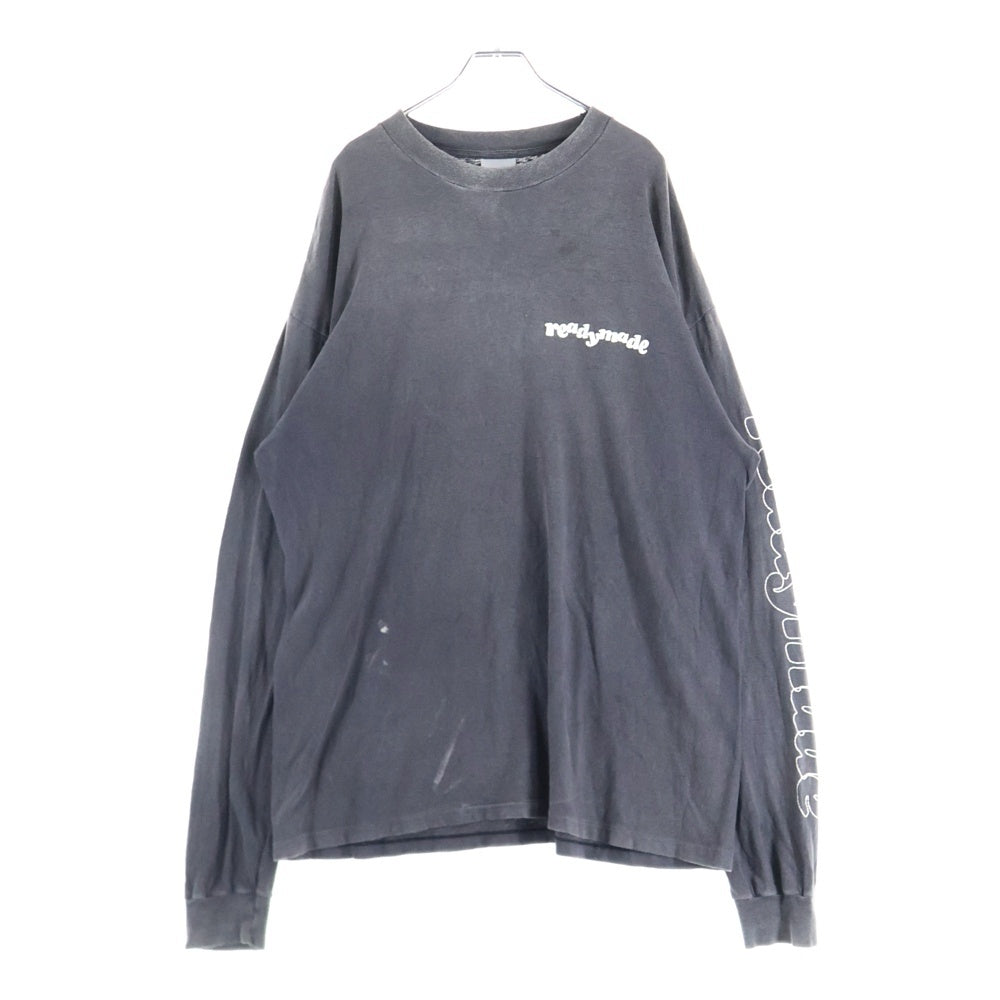 READY MADE(レディメイド) 24AW LS T DESTRUCTION VINTAGE加工 ディストラクション 両面プリント クルーネック 長袖Tシャツ ブラック RE-CO-BK-00-00-283