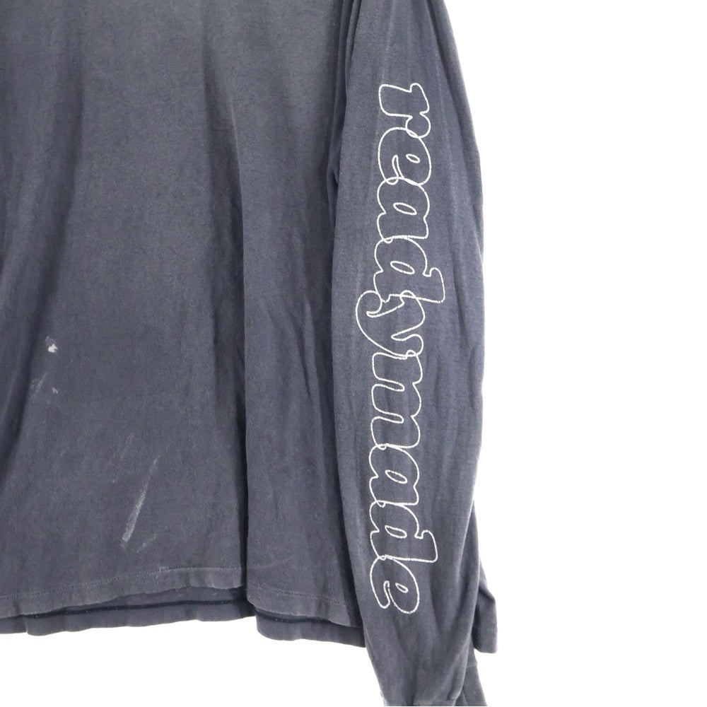 READY MADE(レディメイド) 24AW LS T DESTRUCTION VINTAGE加工 ディストラクション 両面プリント クルーネック 長袖Tシャツ ブラック RE-CO-BK-00-00-283