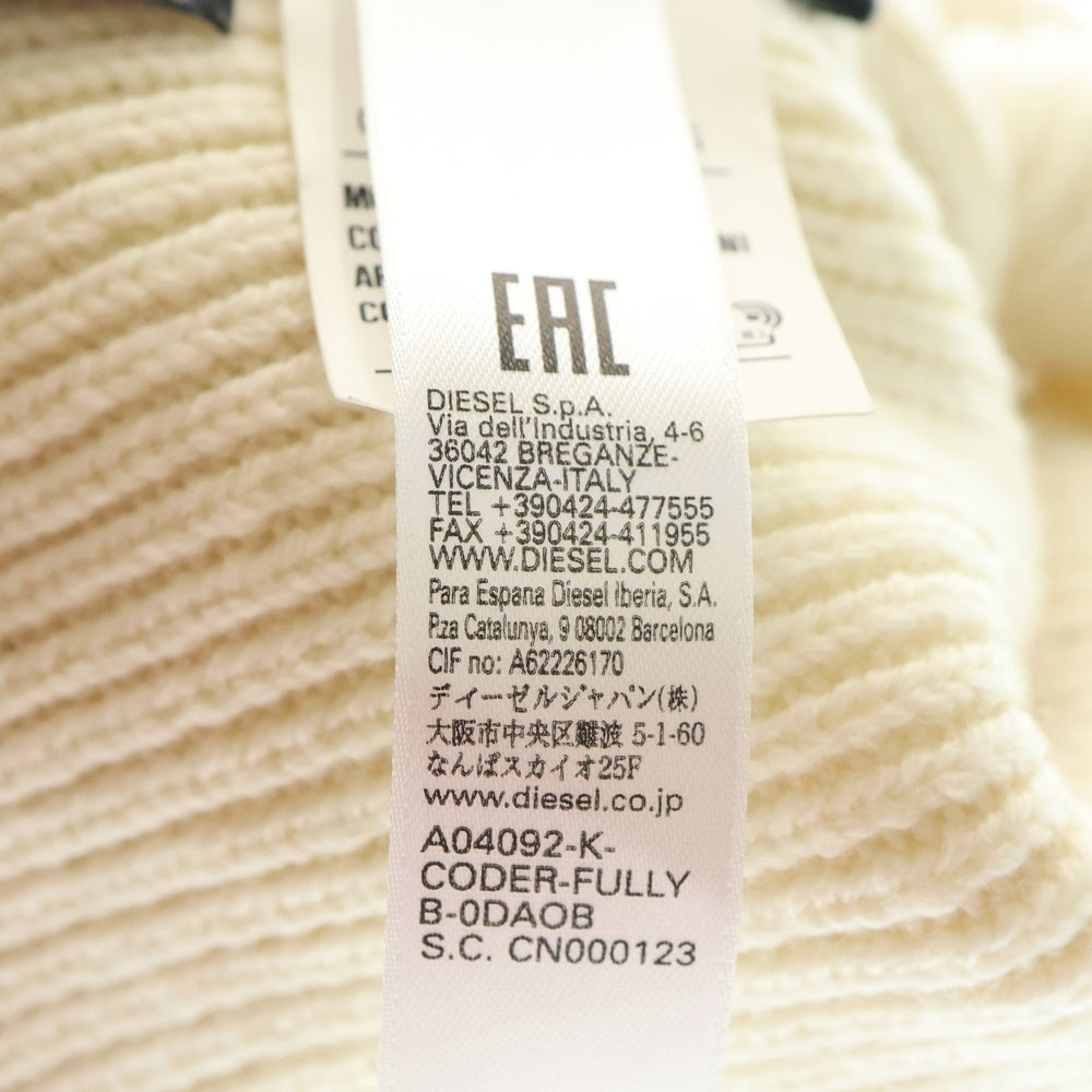 DIESEL(ディーゼル) K CODER FULLY B ロゴデザインエンブロイダリー ニットキャップ 帽子 ホワイト A04092