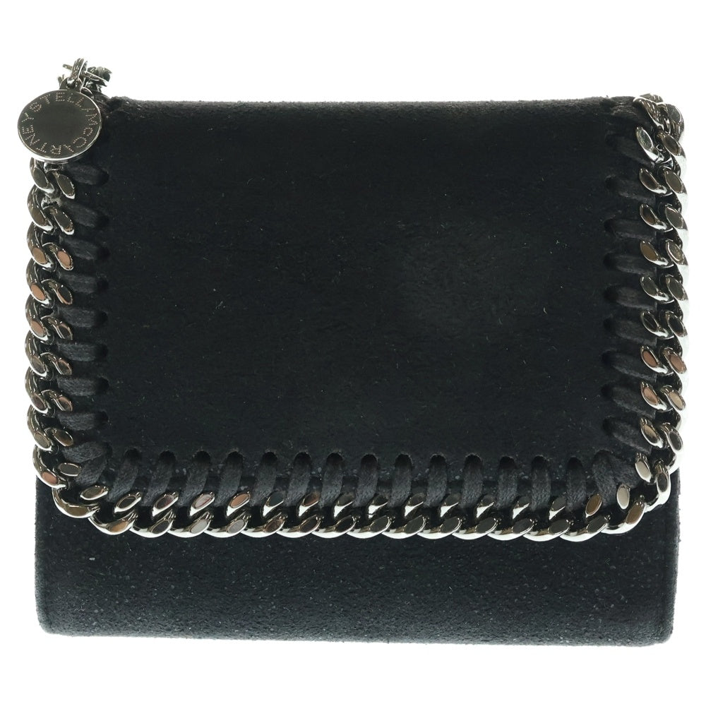STELLA McCARTNEY(ステラマッカートニー) ファラベラ ロゴデザインチャーム付き 三つ折り コンパクトウオレット 財布 ブラック 431000