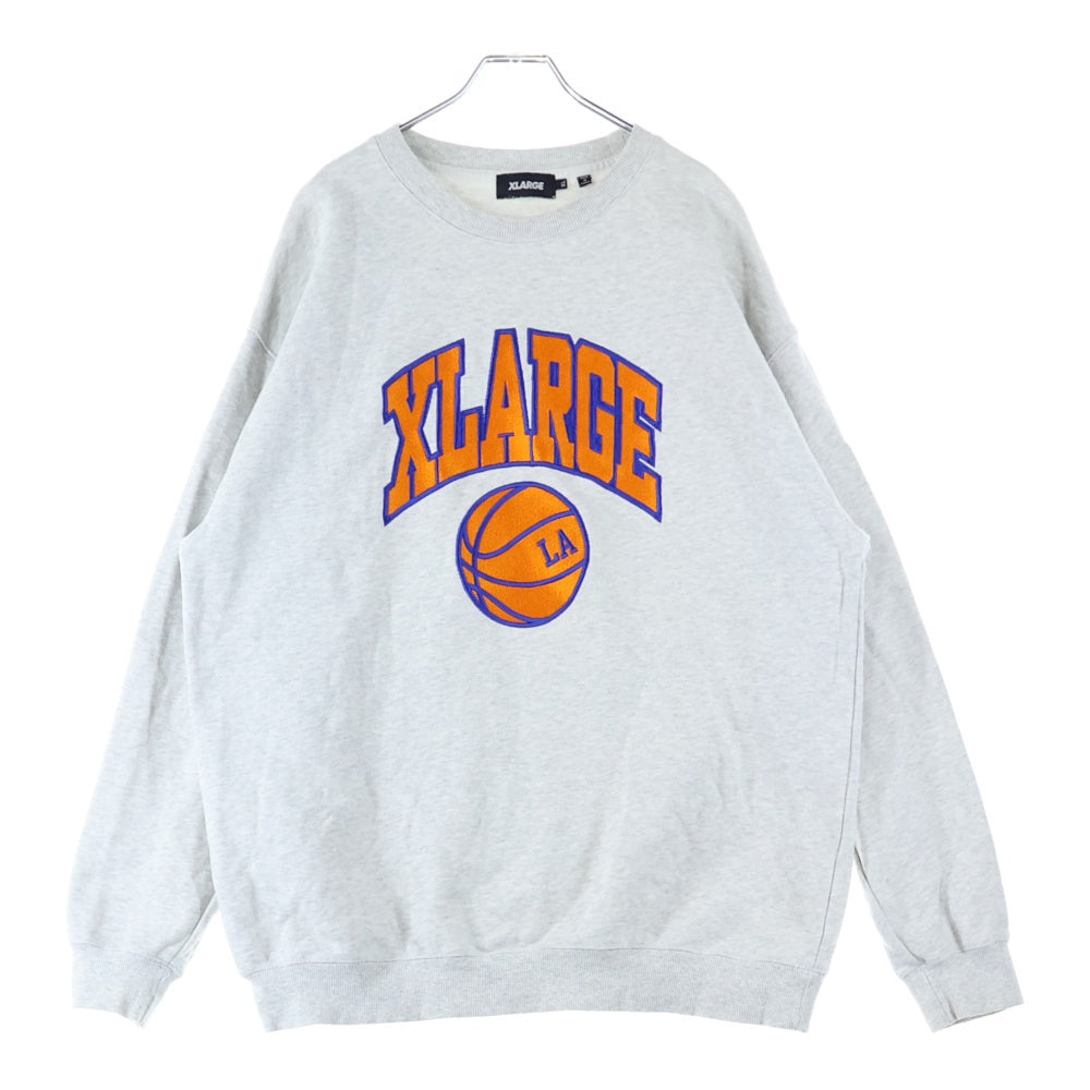 X-LARGE(エクストララージ) カレッジロゴデザイン コットン クルーネック カットソー スウェット トレーナー グレー 101223012003