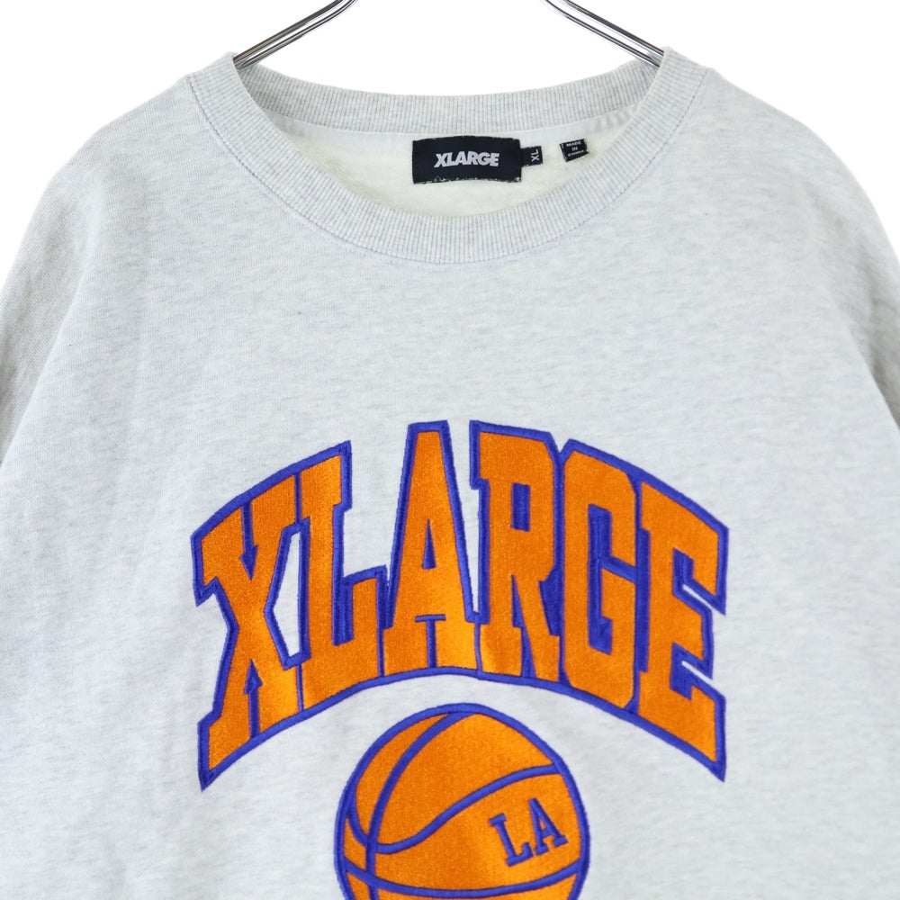 X-LARGE(エクストララージ) カレッジロゴデザイン コットン クルーネック カットソー スウェット トレーナー グレー 101223012003
