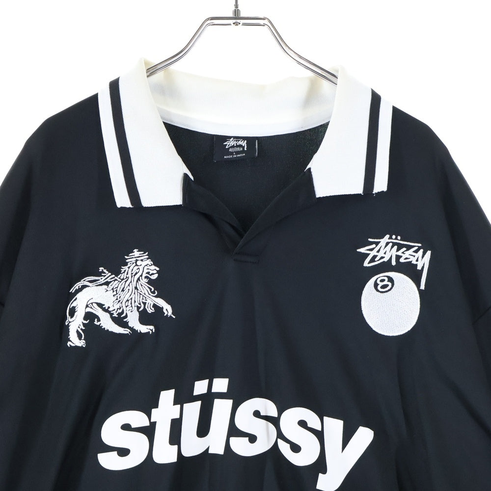 STUSSY(ステューシー) FOOT BALL POLO SLEEVE T-SHIRT フロントロゴデザイン フットボール ゲームシャツ ポロシャツ ブラック