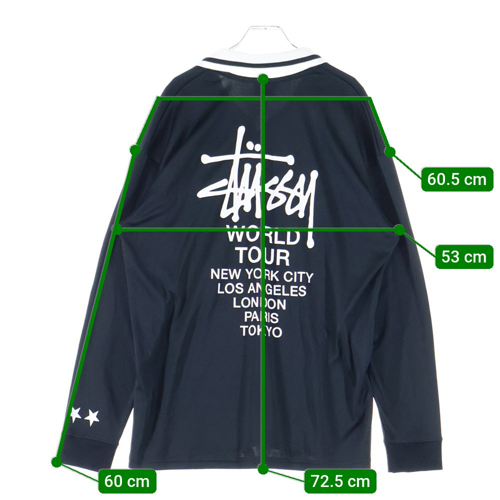 STUSSY(ステューシー) FOOT BALL POLO SLEEVE T-SHIRT フロントロゴデザイン フットボール ゲームシャツ ポロシャツ ブラック