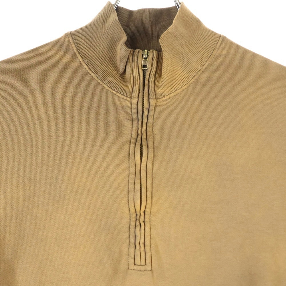 WILLY CHAVARRIA(ウィリーチャバリア) 色褪せ加工 ジップポケット ハーフジップ スウェット トレーナー ベージュ