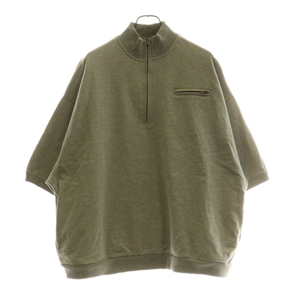 WILLY CHAVARRIA(ウィリーチャバリア) 胸ジップポケット ハーフジップ オーバーサイズ 半袖Tシャツ グレー