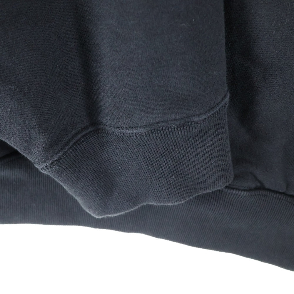 WILLY CHAVARRIA(ウィリーチャバリア) 胸ジップポケット カンガルーポケット フーデッド スウェット パーカー ブラック