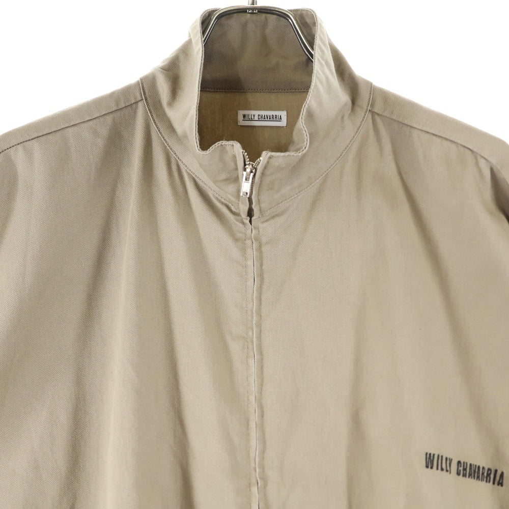 WILLY CHAVARRIA(ウィリーチャバリア) 胸ロゴデザイン ダブルポケット ジップアップ コットン ジャケット ベージュ