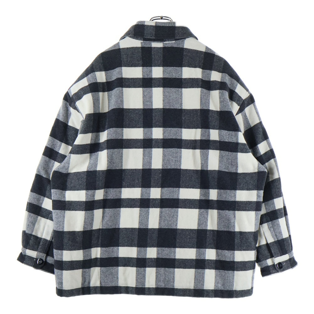 WILLY CHAVARRIA(ウィリーチャバリア) 20AW 胸ロゴデザイン ダブルフラップポケット ギンガムチェック 総柄 中綿 シャツ ジャケット ブラック/ホワイト AW20-REC027