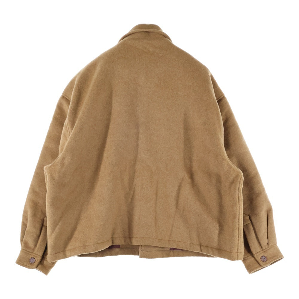 WILLY CHAVARRIA(ウィリーチャバリア) ダブル胸フラップポケット 袖ロゴデザイン 5B 中綿 シャツジャケット ブラウン AW21 SUR-008