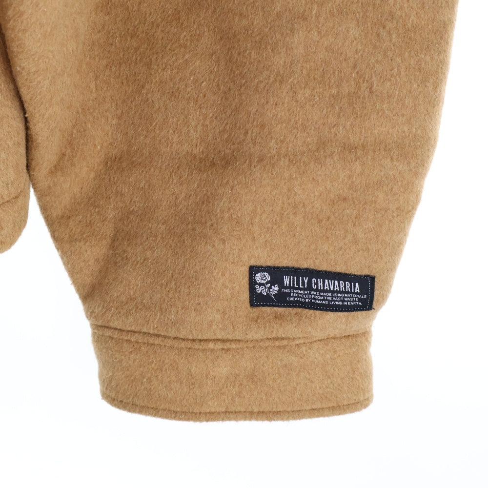 WILLY CHAVARRIA(ウィリーチャバリア) ダブル胸フラップポケット 袖ロゴデザイン 5B 中綿 シャツジャケット ブラウン AW21 SUR-008