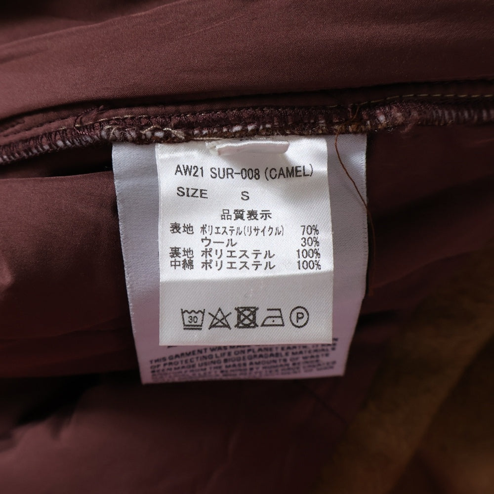 WILLY CHAVARRIA(ウィリーチャバリア) ダブル胸フラップポケット 袖ロゴデザイン 5B 中綿 シャツジャケット ブラウン AW21 SUR-008