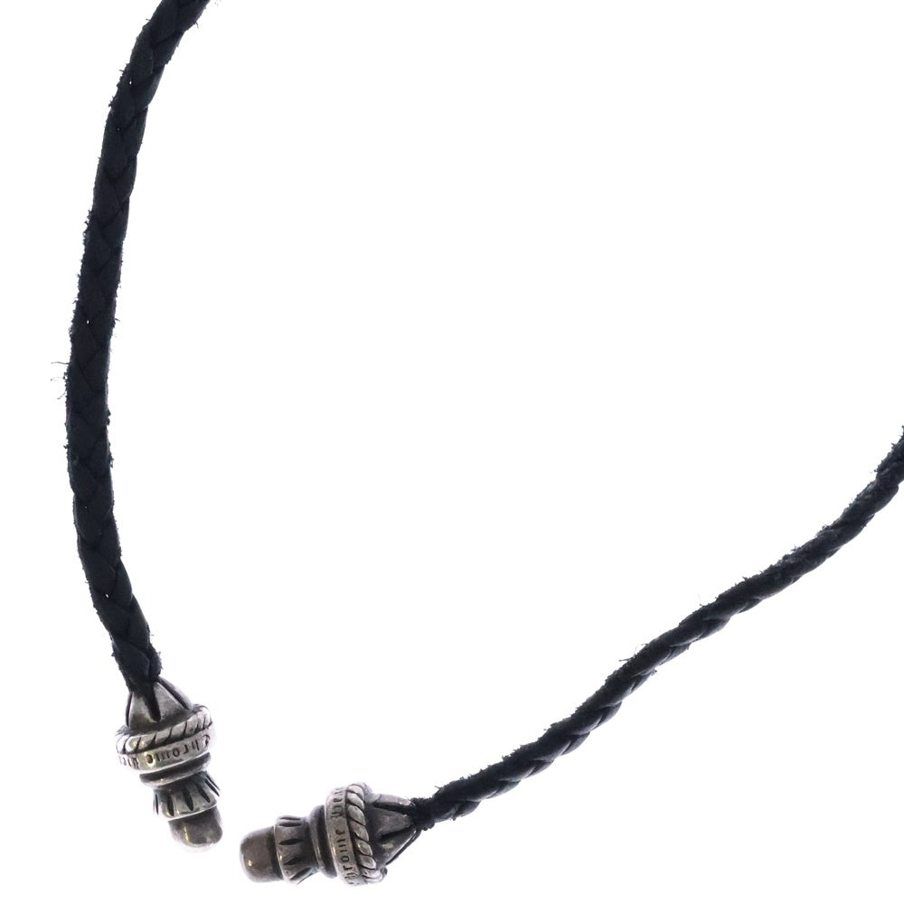 CHROME HEARTS(クロムハーツ) LEATHER BRAID ネックレス レザーブレイド ボロチップ ネックレス ブラック/シルバー