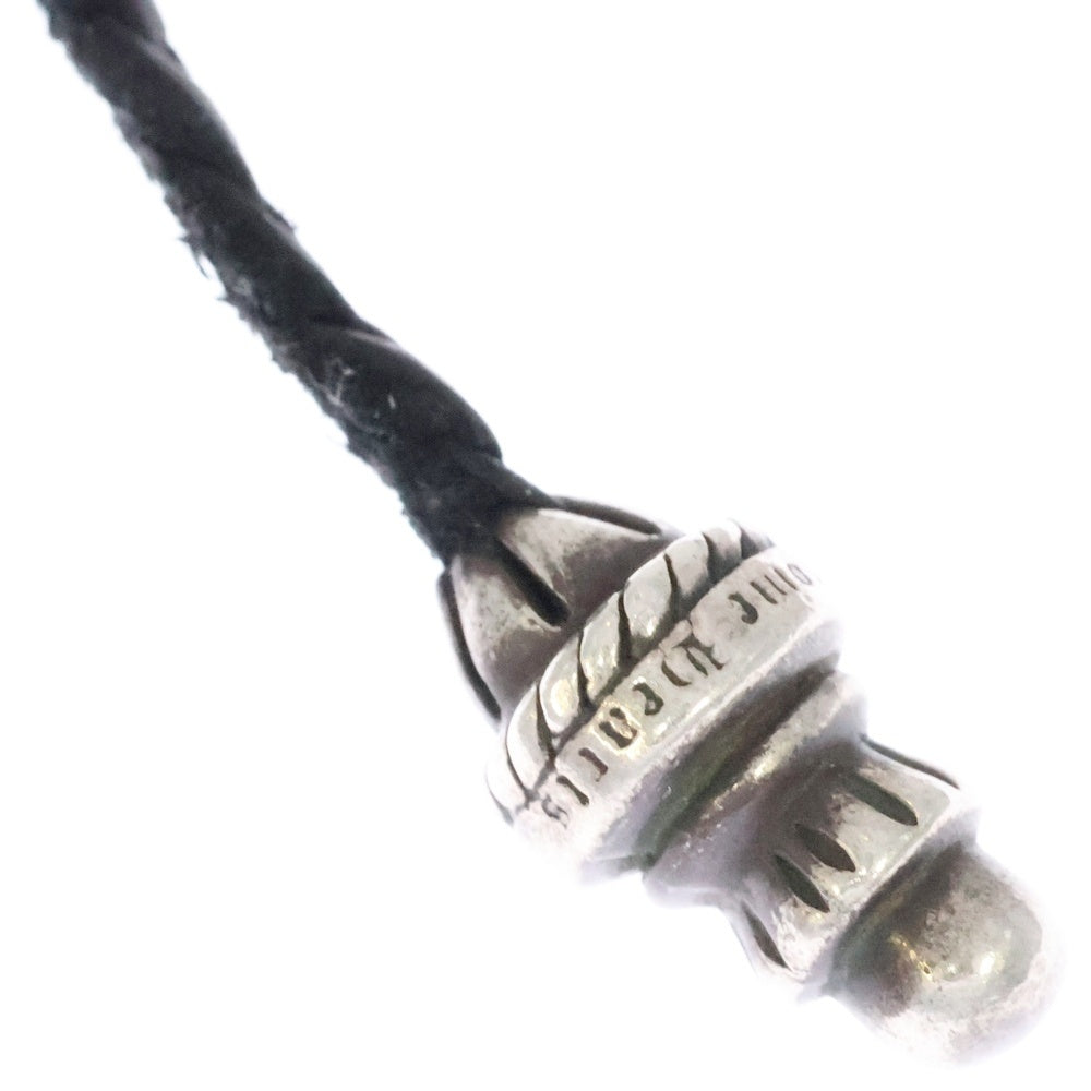 CHROME HEARTS(クロムハーツ) LEATHER BRAID ネックレス レザーブレイド ボロチップ ネックレス ブラック/シルバー