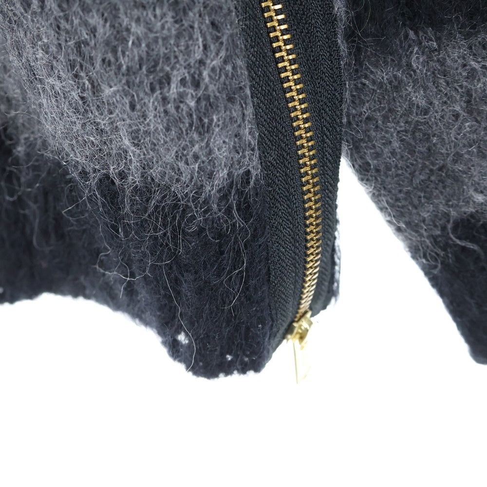 UNDERCOVER(アンダーカバー) モヘヤ混 サイドジップ ダメージ ボーダー クルーネック ニットセーターブラック/グレー UC2B9903-2