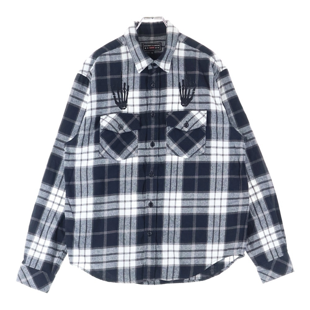 SUPREME(シュプリーム) 21SS ×HYSTERIC GLAMOUR Plaid Flannel Shirt ヒステリックグラマー プレイド フランネル長袖シャツ ブラック/ホワイト