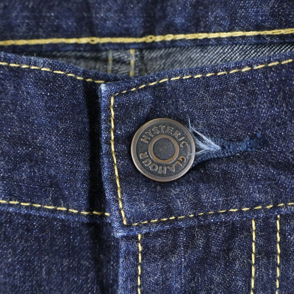 HYSTERIC GLAMOUR(ヒステリックグラマー) ロゴデザインパッチ マルチポケット ジップアップ デニムパンツ インディゴ 02193AP04