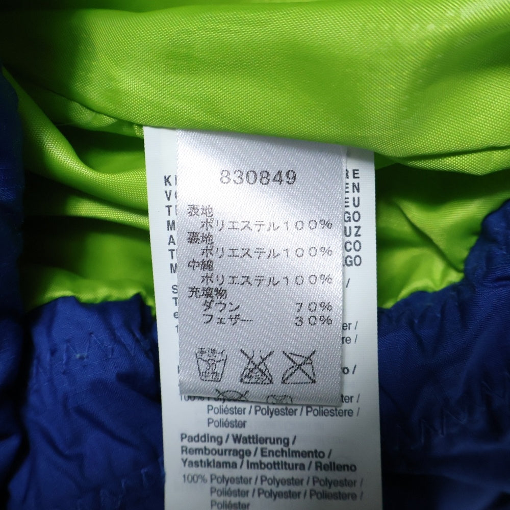 PUMA(プーマ) キャットロゴエンブロイダリー ジップアップ フーデットダウンベンチコート ジャケット ブルー/イエロー 830849