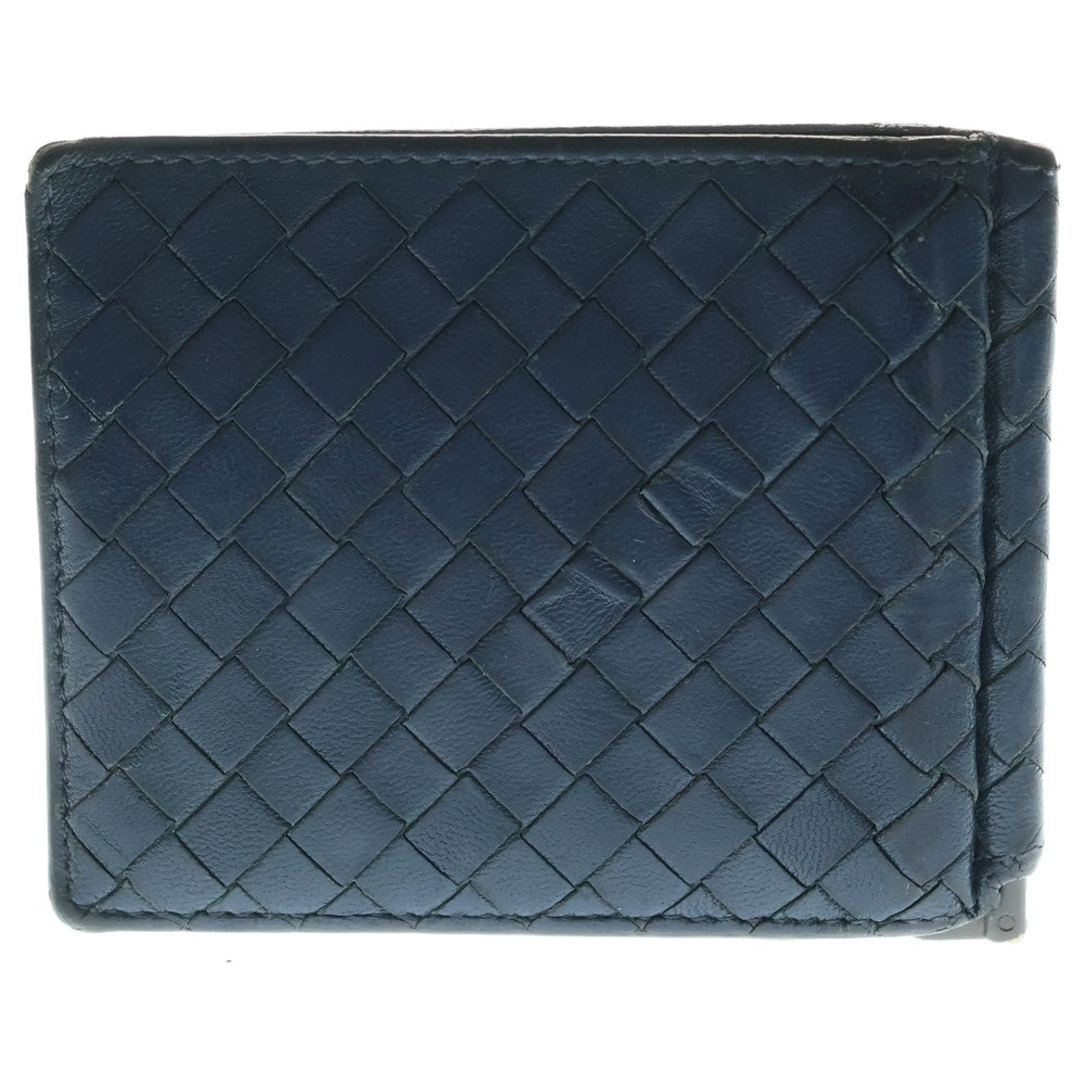 BOTTEGA VENETA(ボッテガヴェネタ) イントレチャート マネークリップ レザーウォレット 二つ折り財布 ネイビー