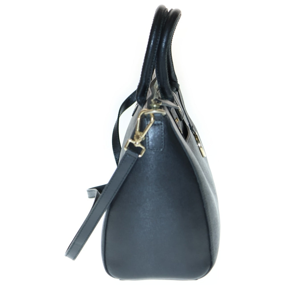 FURLA(フルラ) リンダ サッチェル ロゴストラップ 2WAY ショルダー ハンドバッグ レディース ブラック