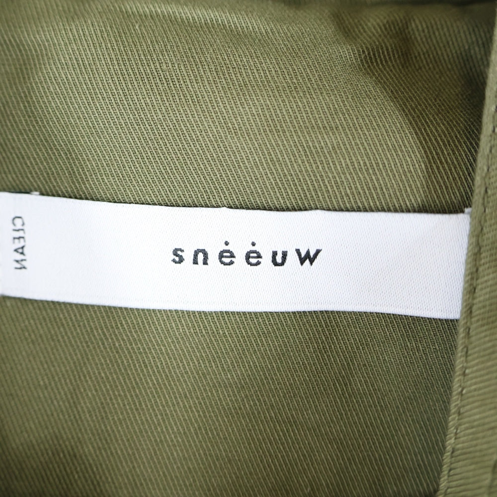 sneeuw(スニュウ) 24AW サイドライン 切り替え コットン リネン トレンチコート レディース グリーン SNW30-09
