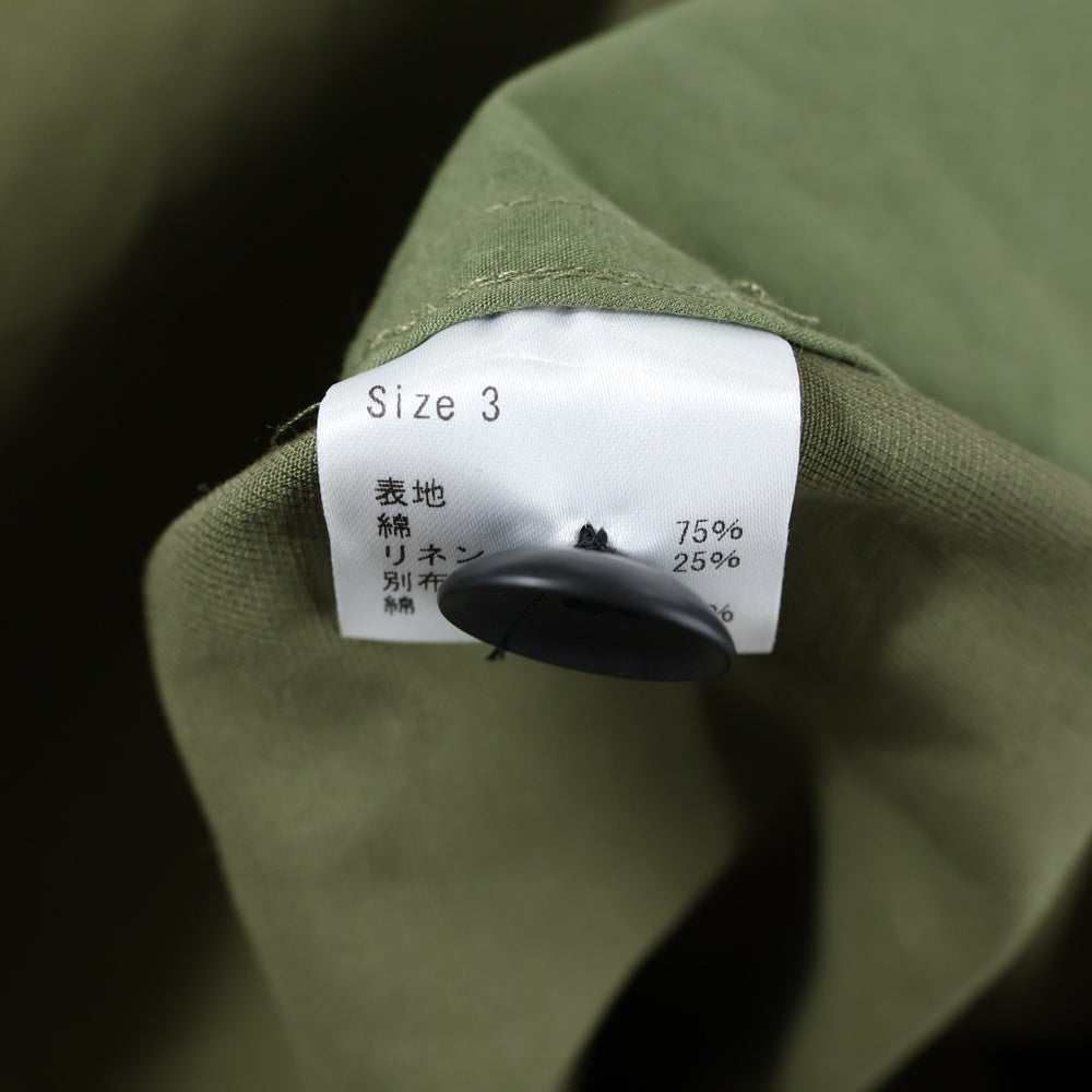 sneeuw(スニュウ) 24AW サイドライン 切り替え コットン リネン トレンチコート レディース グリーン SNW30-09