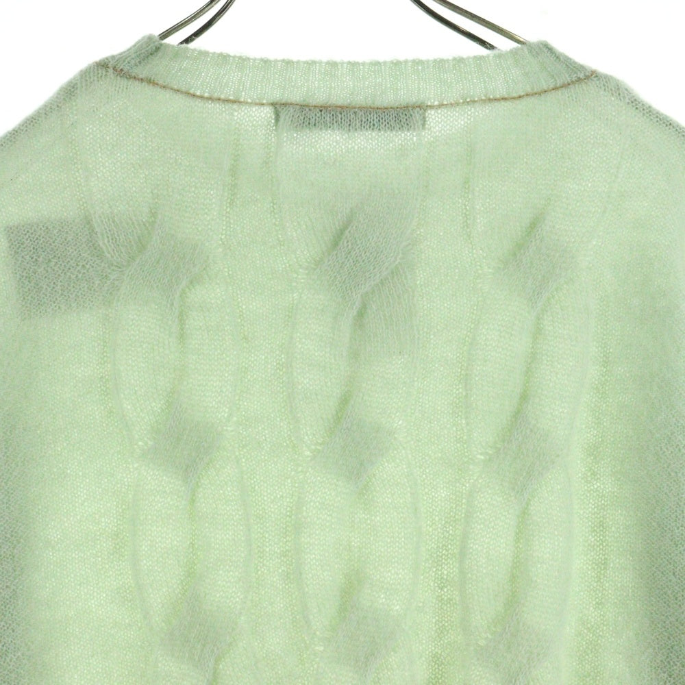 sneeuw(スニュウ) 24AW クルーネック プルオーバー クラッパー モヘア ケーブル ニット セーター レディース グリーン SNW30-19