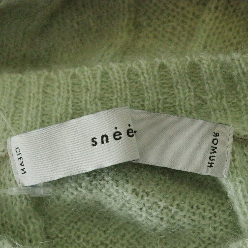 sneeuw(スニュウ) 24AW クルーネック プルオーバー クラッパー モヘア ケーブル ニット セーター レディース グリーン SNW30-19