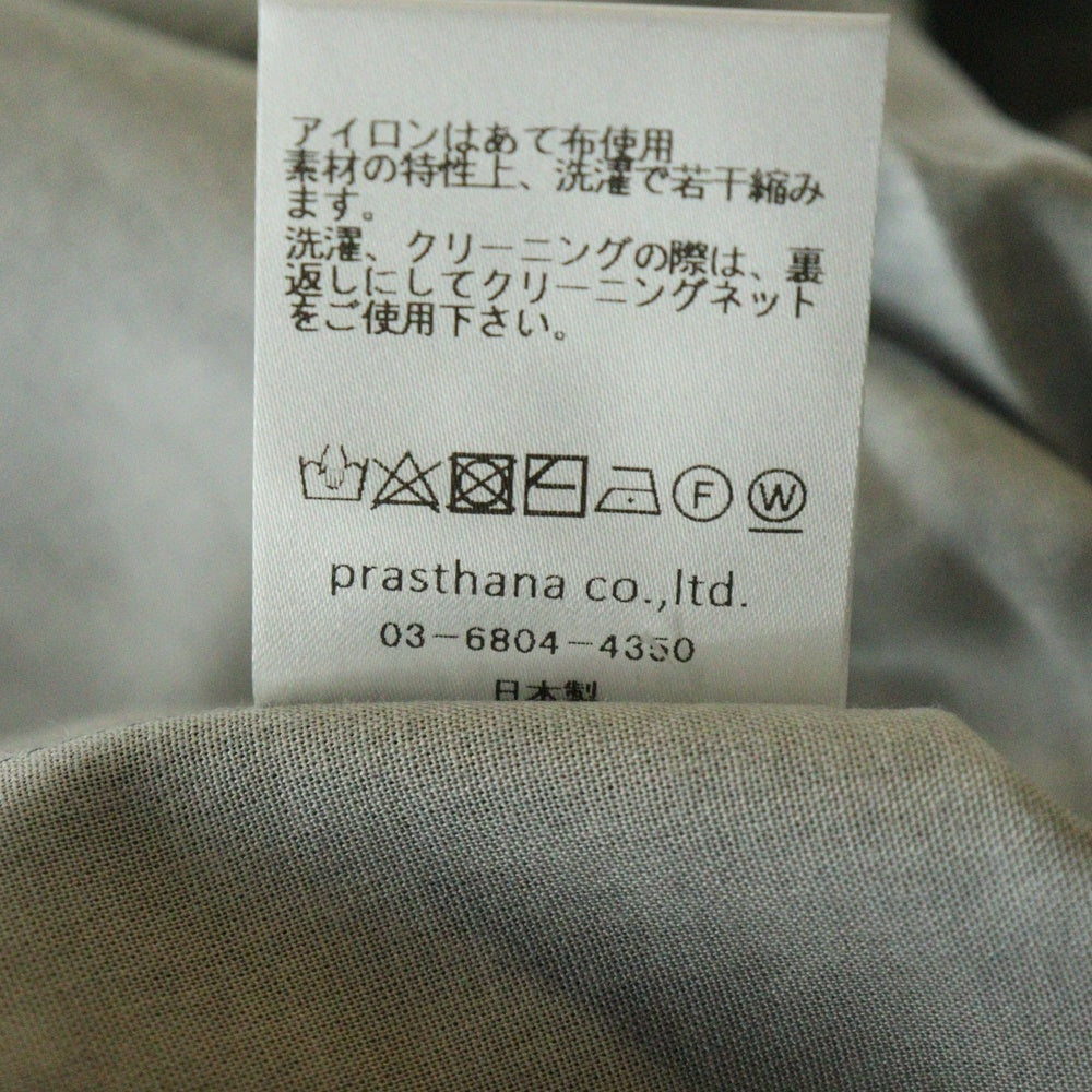 prasthana(プラスターナ) PRASTHANA プラスターナ 24SS HOODED OVER SHIRT フーデッド オーバー 長袖シャツ グレー P-1801002