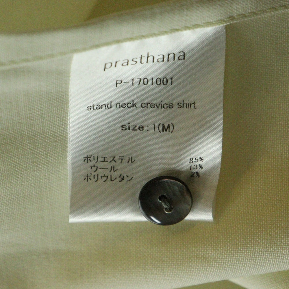 prasthana(プラスターナ) PRASTHANA プラスターナ 23AW STAND NECK CREVICE SHIRT スタンドカラー クレヴィス 長袖シャツ アイボリー P-1701001
