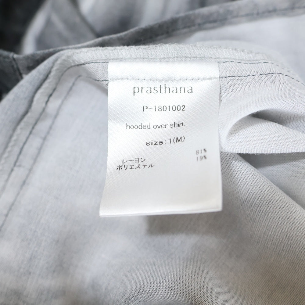 prasthana(プラスターナ) PRASTHANA プラスターナ 24SS HOODED OVER SHIRT フーデッド オーバー 長袖シャツ グレー P-1801002
