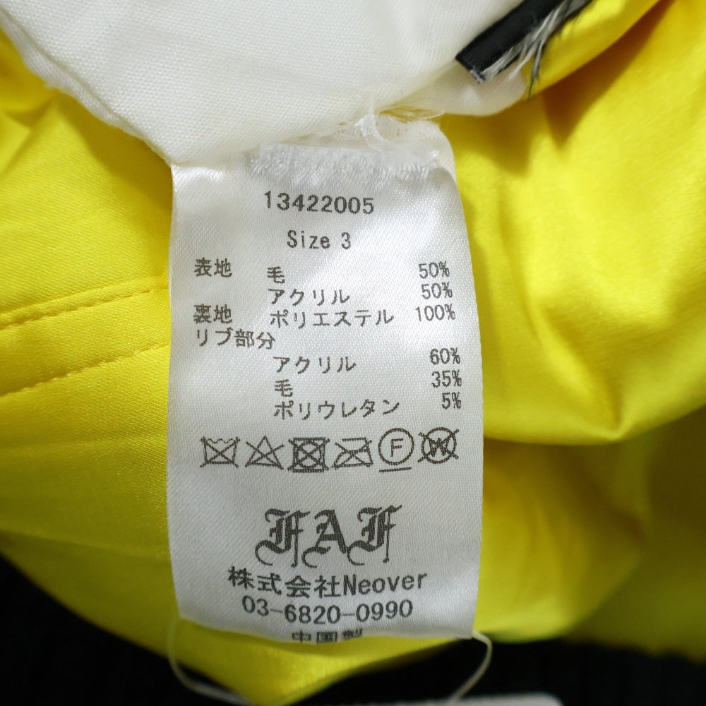 FAF/Fake As Flowers(エフエーエフ/フェイクアズフラワーズ) 23AW WOOL STADIUM JACKET ウールスタジアムジャケット スタジャン イエロー/ブラック 13422005