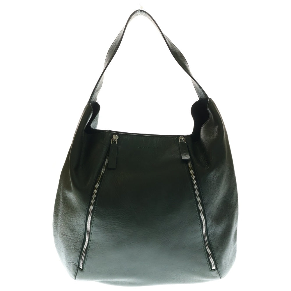 MARNI(マルニ) 八の字ジップアップ ジップライン ロゴデザイン ハンドバッグ ショルダーバッグ グリーン