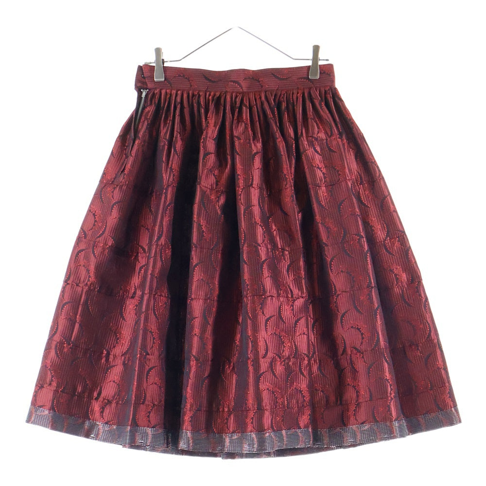 tricot COMME des GARCONS(トリコ コム デ ギャルソン) 14SS AD2013 総柄 ドレープ スカート レッド TM-S013 レディース