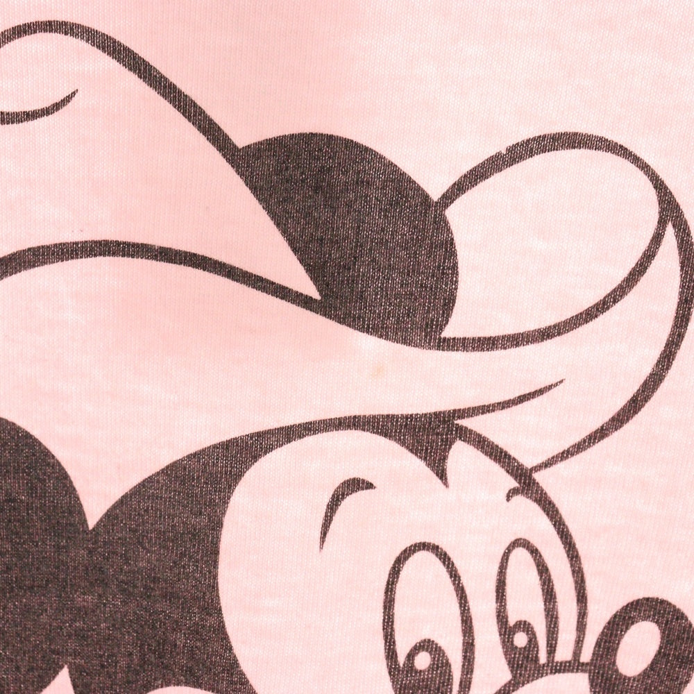 NO BRAND(ノーブランド) DISNEY ディズニー ミッキー フロントプリント 半袖Tシャツ カットソー ピンク
