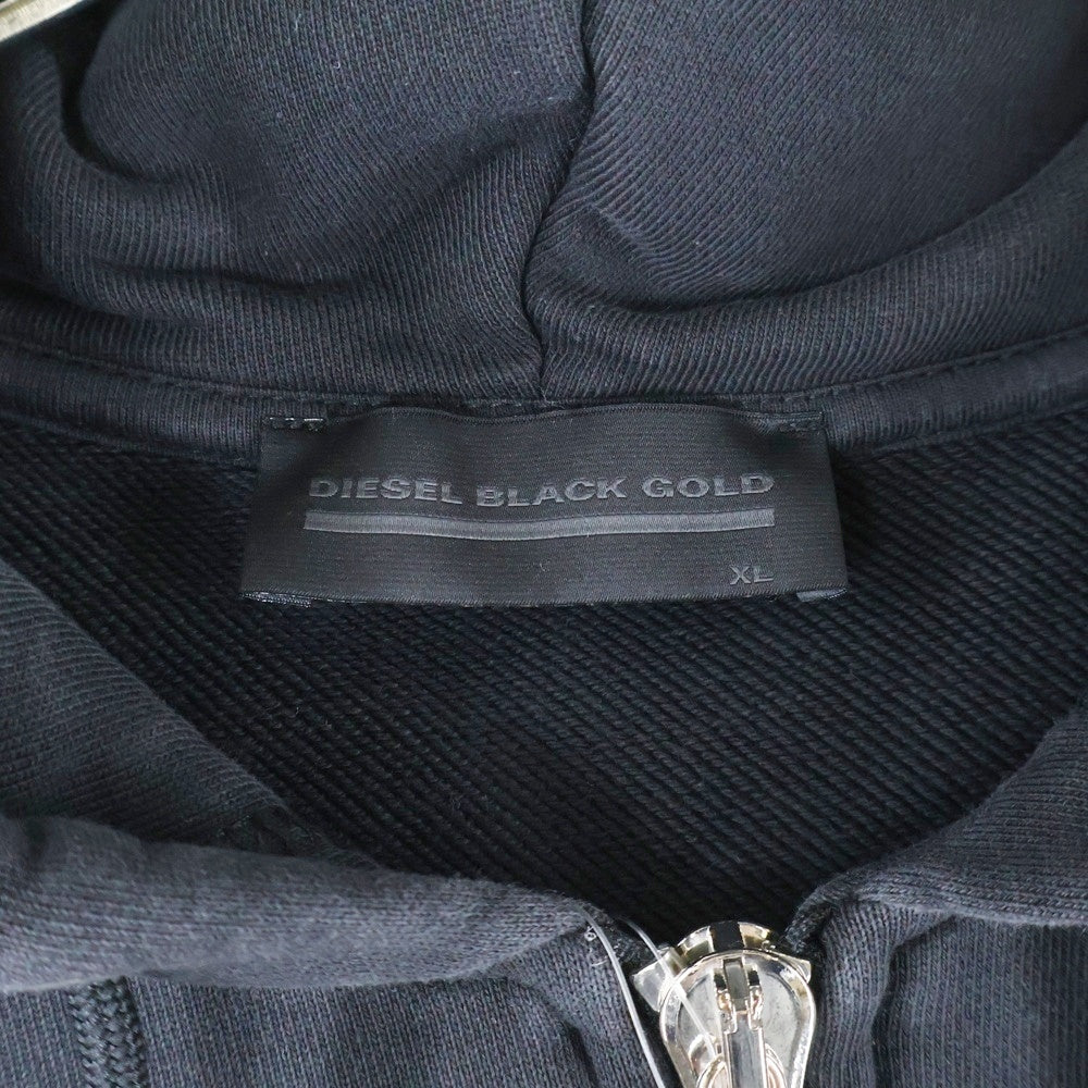 DIESEL BLACK GOLD(ディーゼルブラックゴールド) 異素材ポケット スウェット ジップアップパーカー ブラック