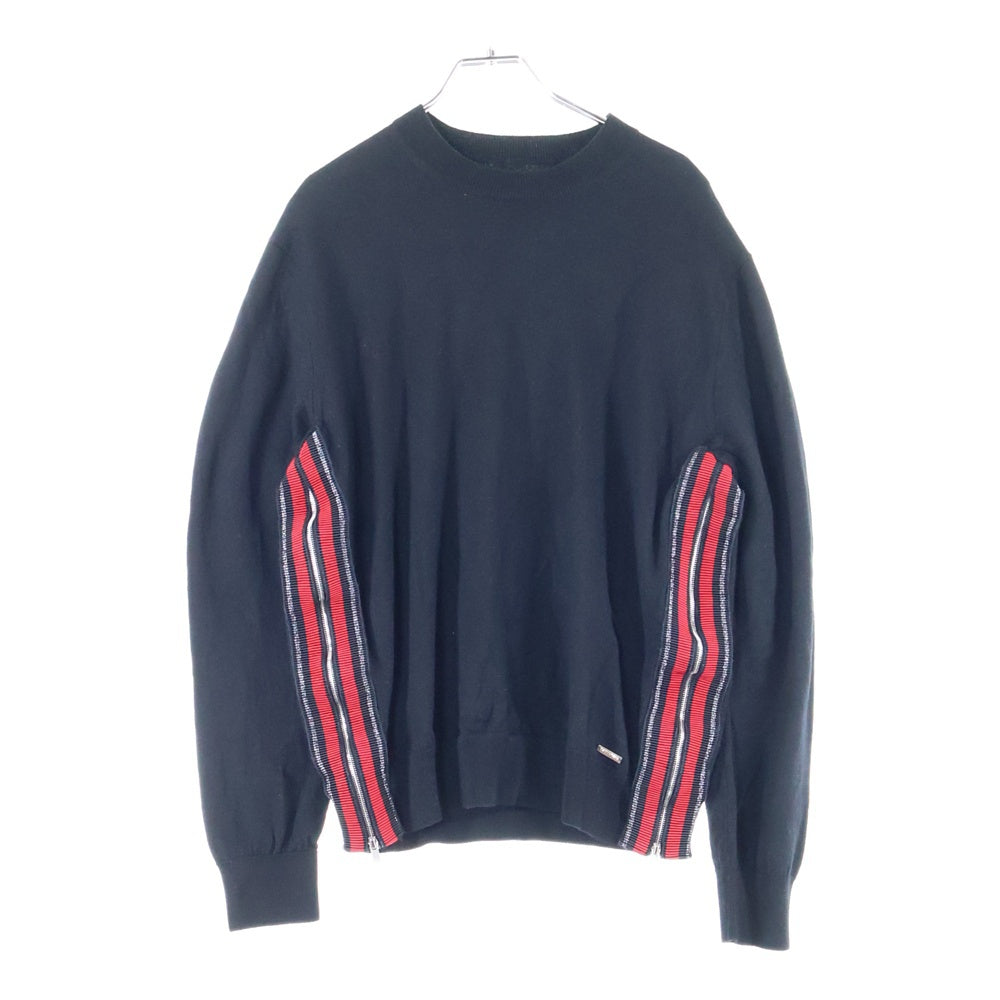 DSQUARED2(ディースクエアード) 18SS サイドジップデザイン クルーネック ウールニット セーター ブラック S74HA0853 S16147